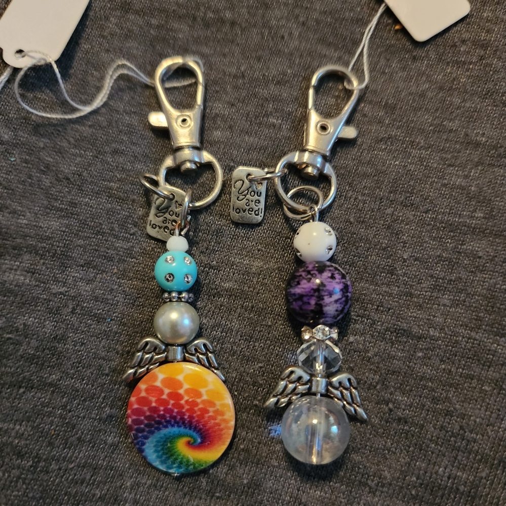 Lot of 2 Handcrafted Angel Keychain
